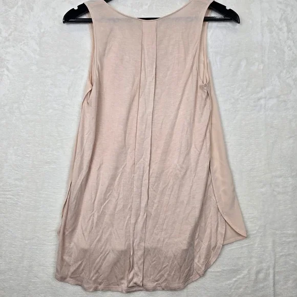 Vince Womens Mixed Media Silk Front Tank Top Blush Pink Scoop Neck XS - Picture 6 of 7